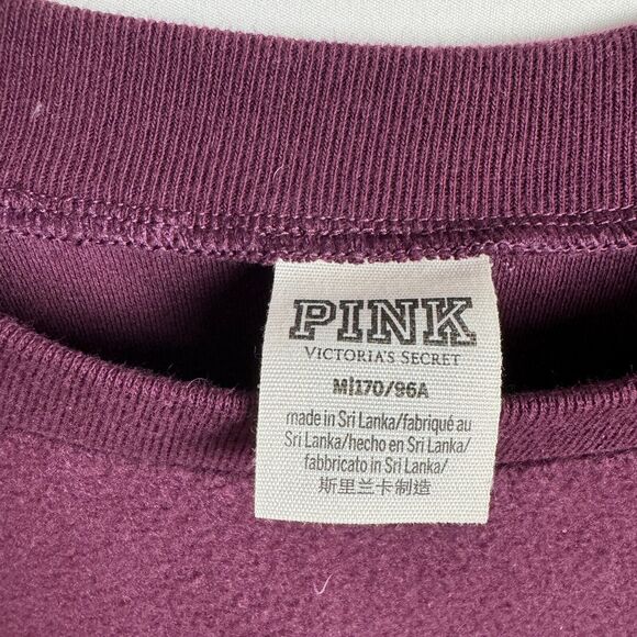 Victoria's Secret PINK Women's Fleece Sweatshirt Size Medium Burgundy - Picture 3 of 6